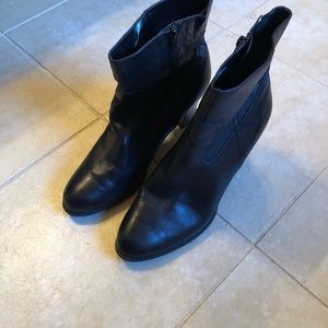 ANA Black Leather Booties